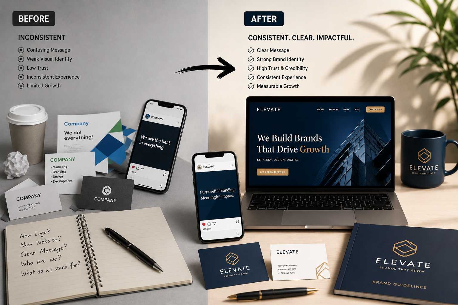 Branding before and after